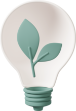 A light bulb with a leaf in it, symbolising eco-friendly electronic equipment
